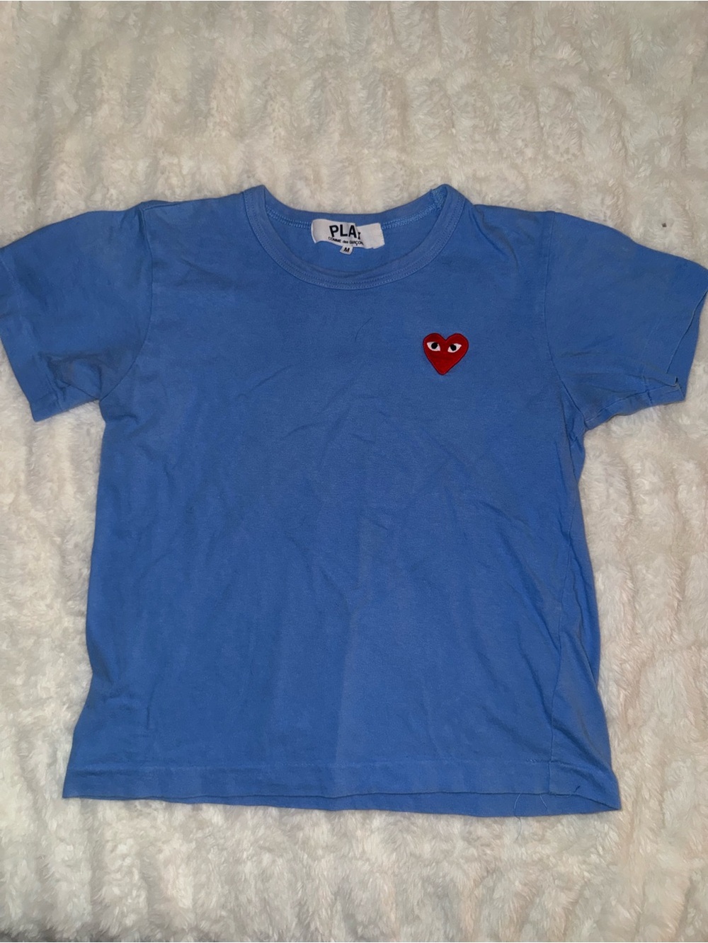 Comme des Garçons Blue Tee with Red Heart Logo